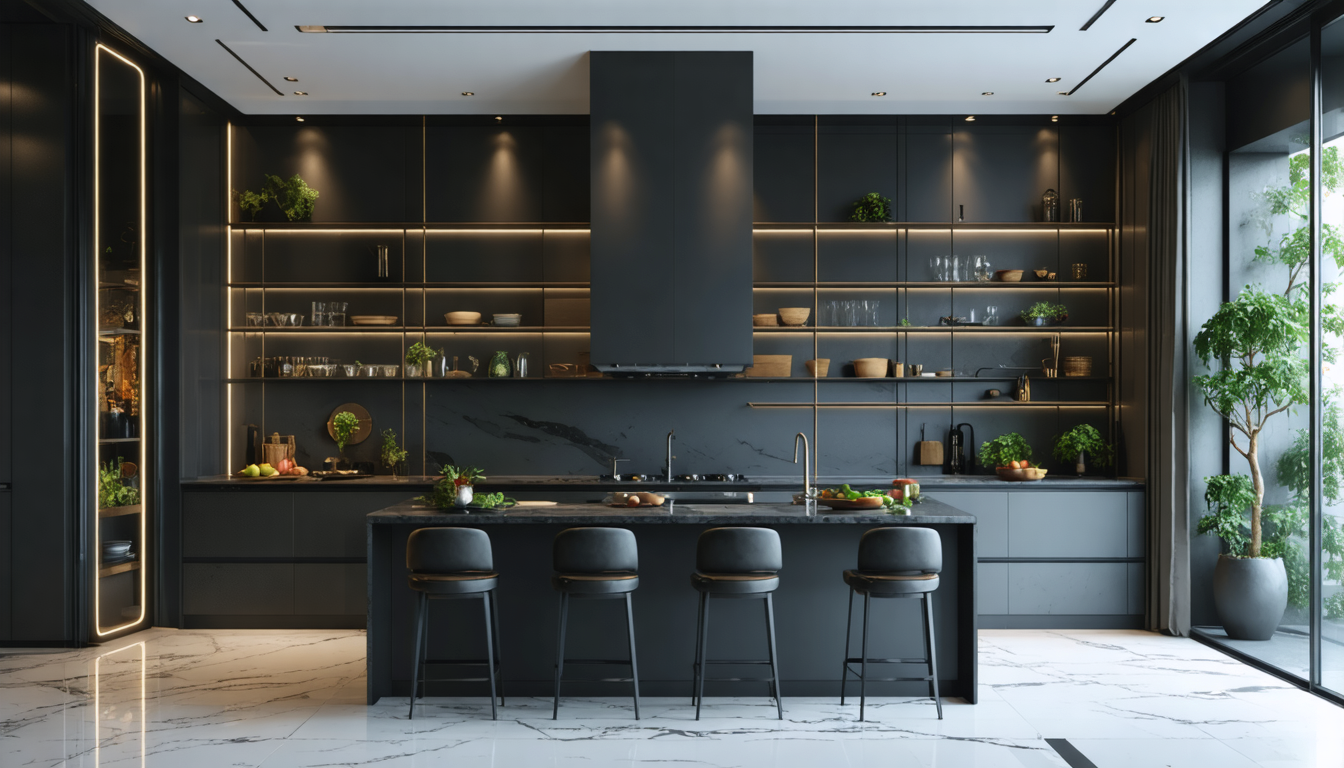 Современная черная кухня