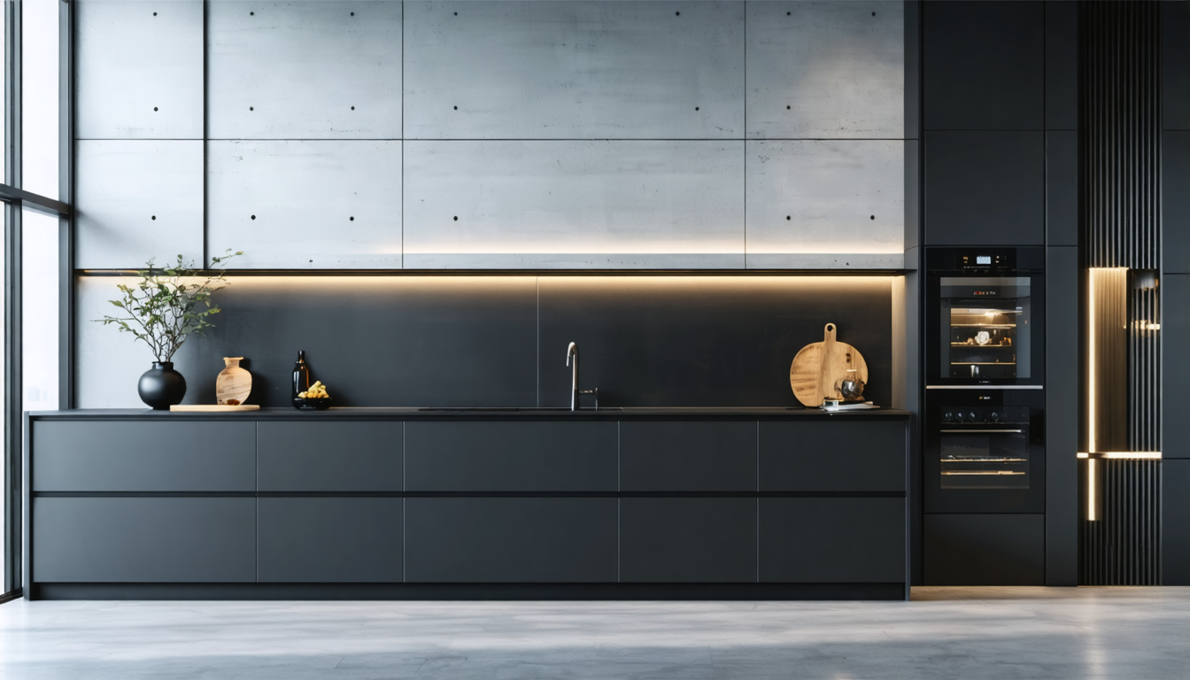 Черная кухня с островом