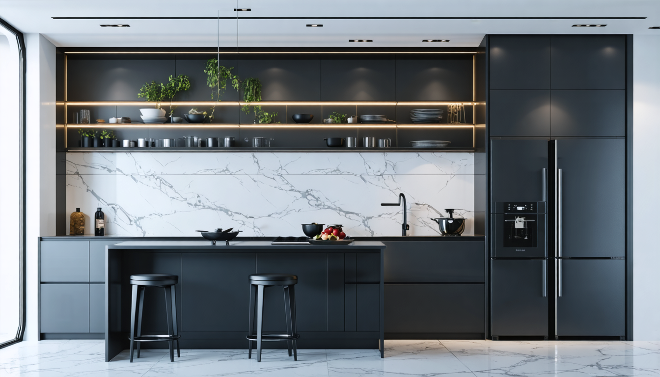 Минималистичная черная кухня